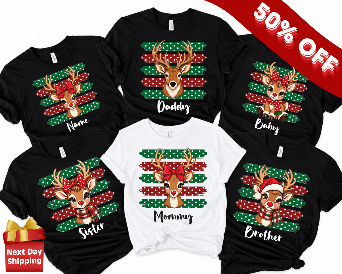 Family Reindeer Christmas Shirts,Couple Shirts(QS1544)
