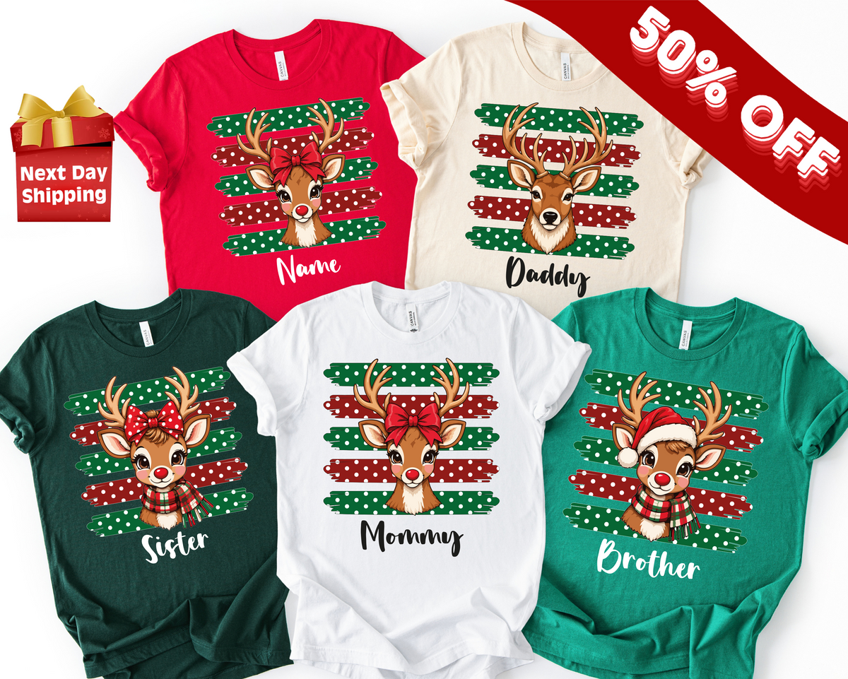 Family Reindeer Christmas Shirts,Couple Shirts(QS1544)