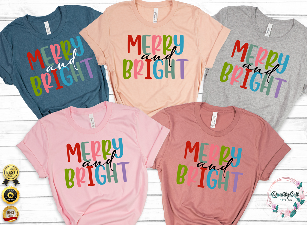 Merry and Bright,Christmas Shirts(QS1155)