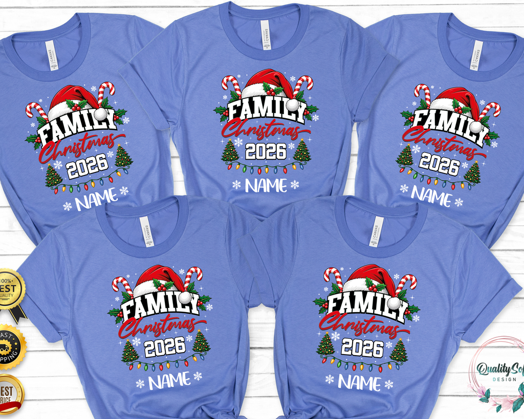Family Christmas Shirts,Custom Name christmas shirts (QS1527)