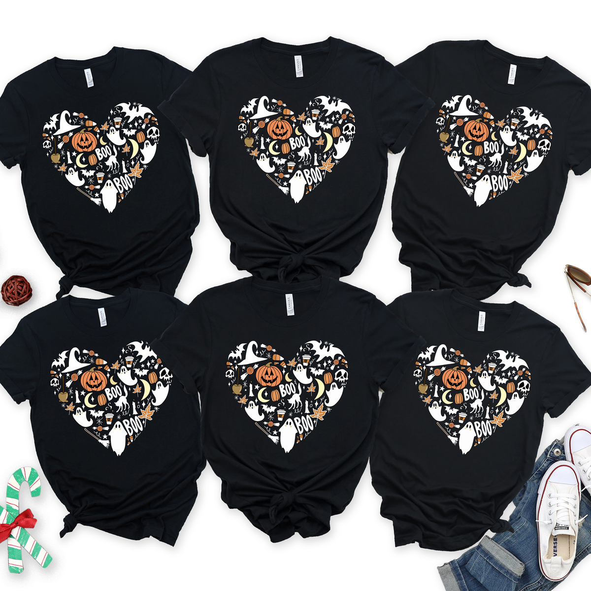 Halloween Heart,Bats,Ghost Shirt(QS1459)