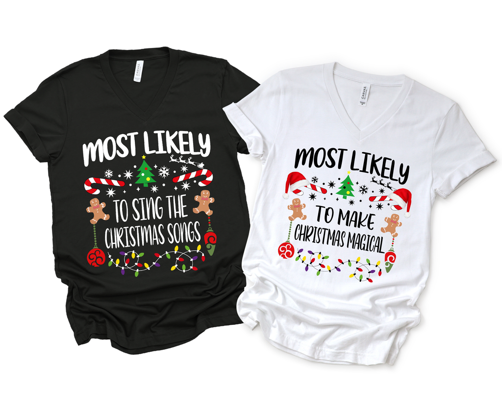 Matching Family Christmas Shirts, 540 Quotes Funny "Most Likely To Party Tees, Xmas shirts