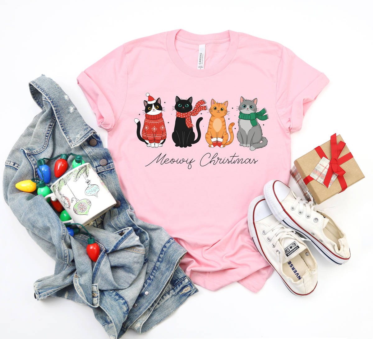 Meowy Cat,Christmas Shirts(QS1095)