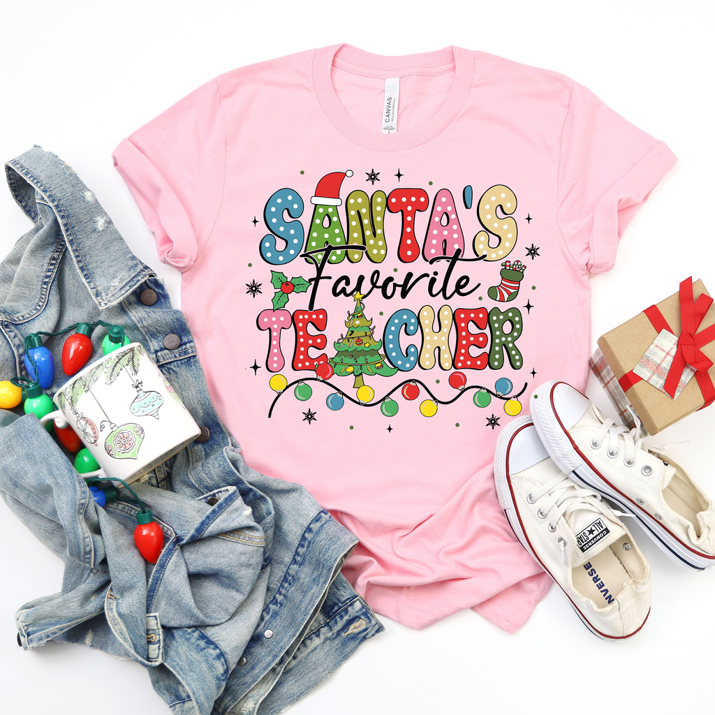 Santa's Favorite Teacher,Christmas Shirts(QS1128)