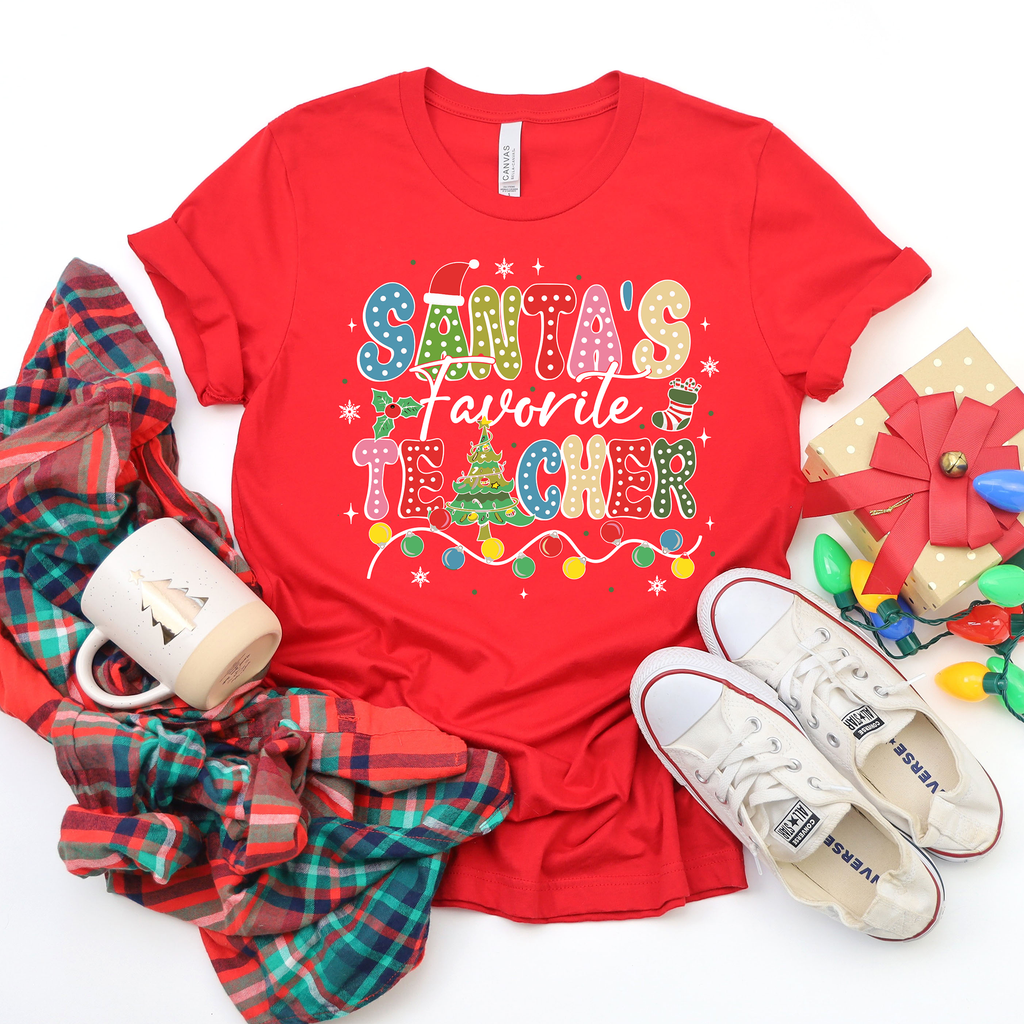 Santa's Favorite Teacher,Christmas Shirts(QS1128)