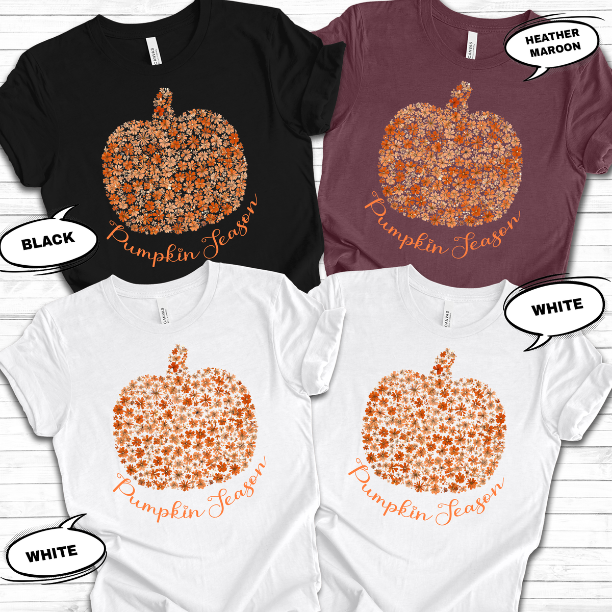 Flower Pumpkin,Fall Shirts(QS1009)