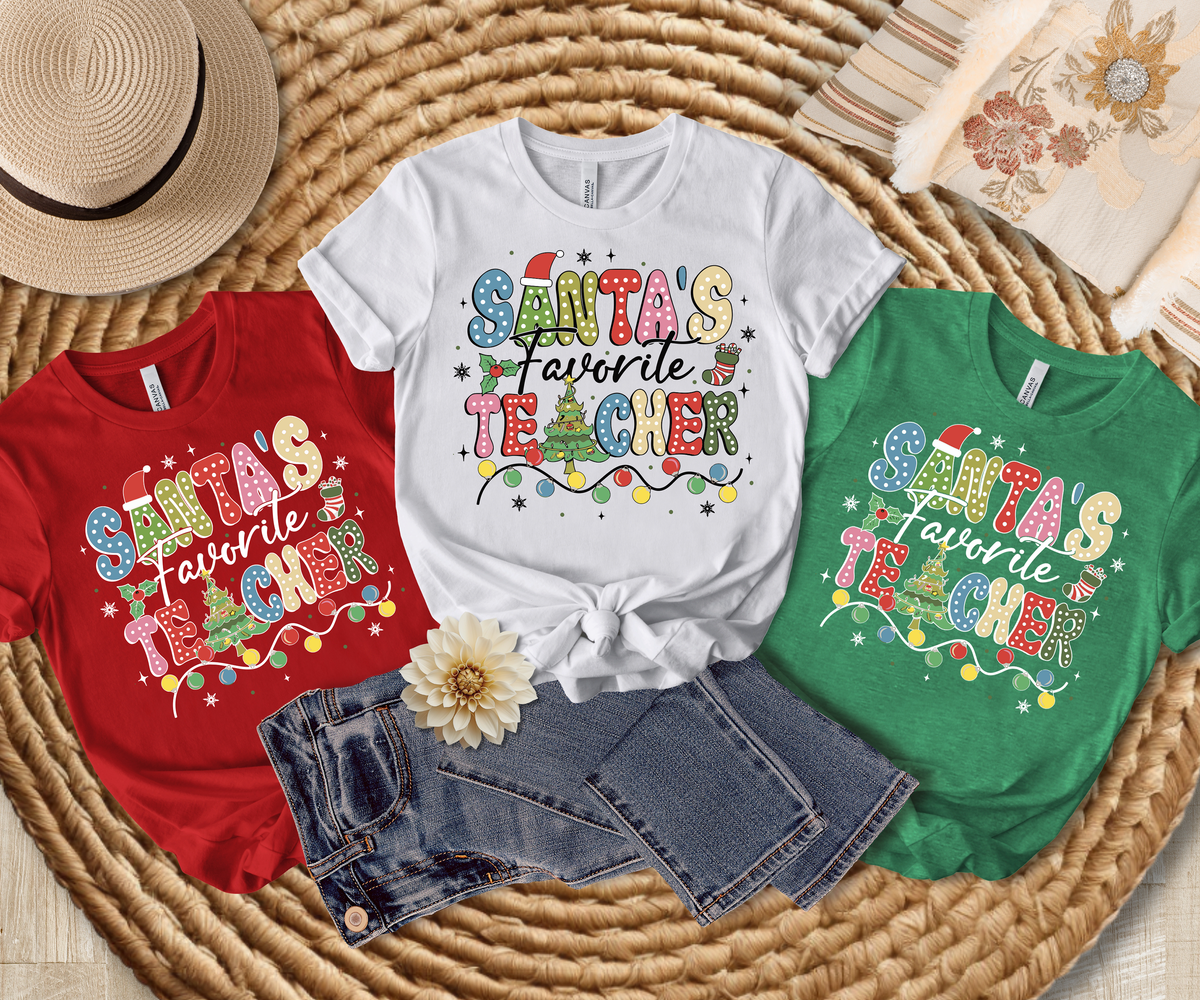 Santa's Favorite Teacher,Christmas Shirts(QS1128)