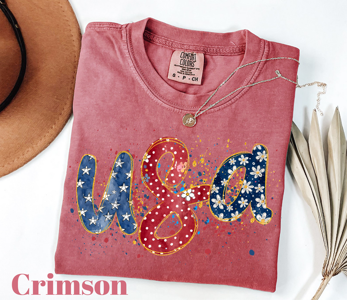 USA,Flag Text Shirts(QS1405)