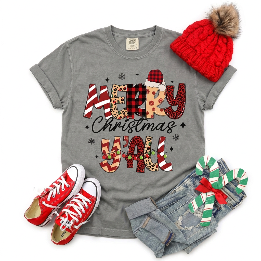 Merry Christmas Yall,Christmas Shirts(QS1017)