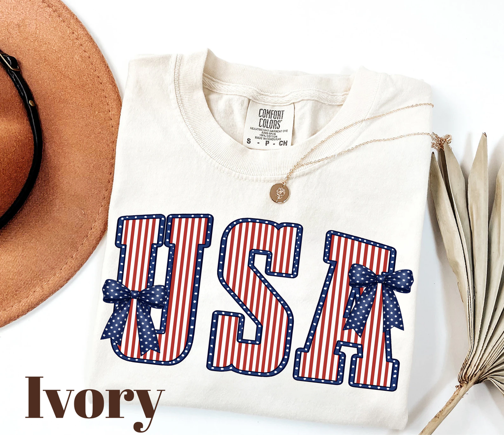 Ribbon and Flag,USA Striped Text(QS1398)