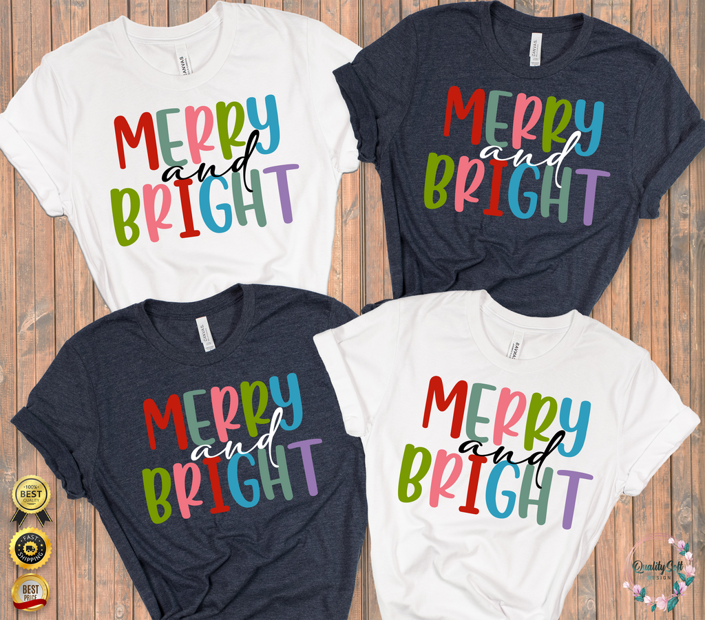Merry and Bright,Christmas Shirts(QS1155)