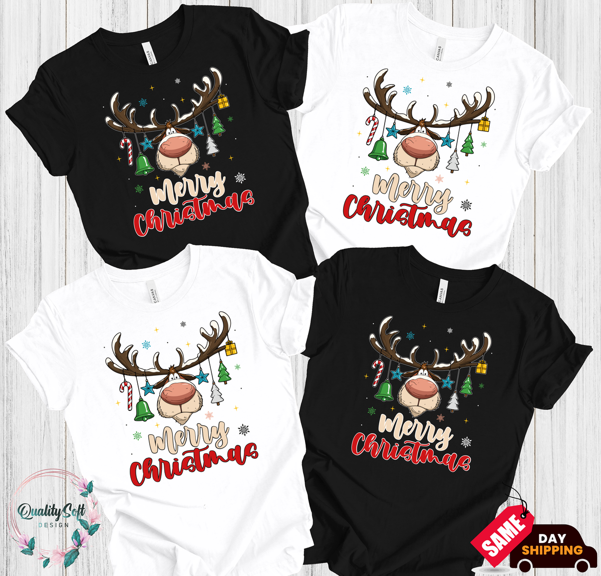 Merry Christmas,Funny Reindeer Shirts(QS1463)