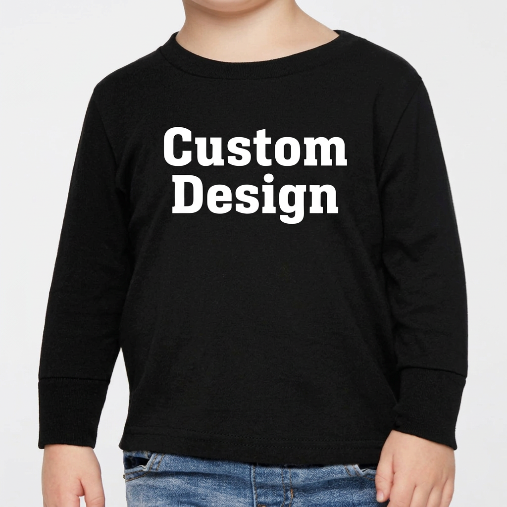 Unisex Toddler Rabbit Skin Long Sleeve Shirts, Custom Text/Logo, Personalized Design(3311)