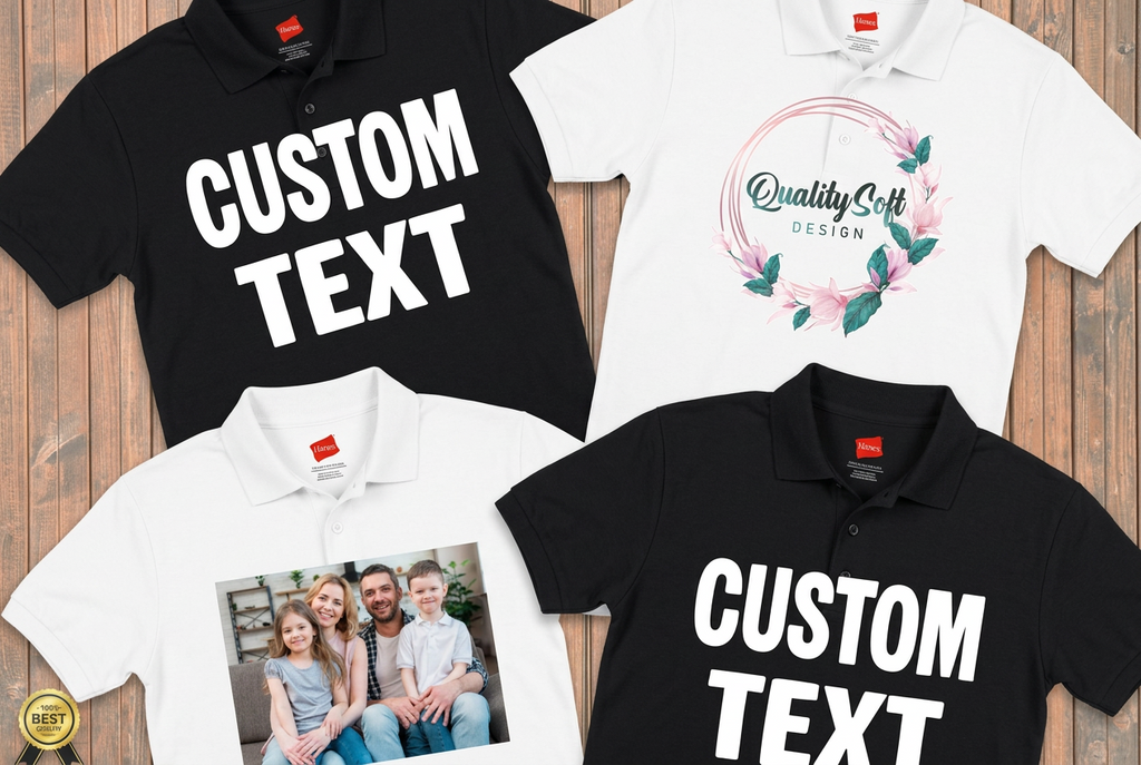Unisex Adult Hanes Polo Shirt, Custom Text/Logo,Personalized Design(054X)