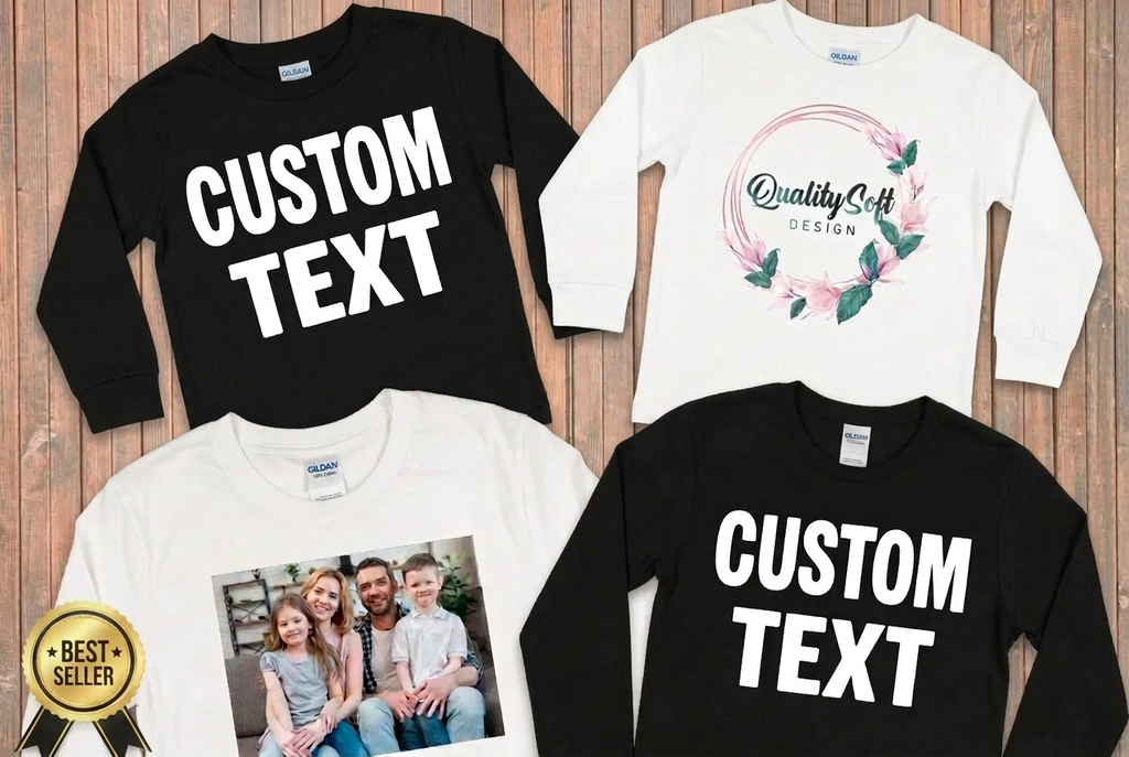 Unisex Youth Gildan Long Sleeve Shirts,Custom Text/Logo, Personalized Design(5400B)