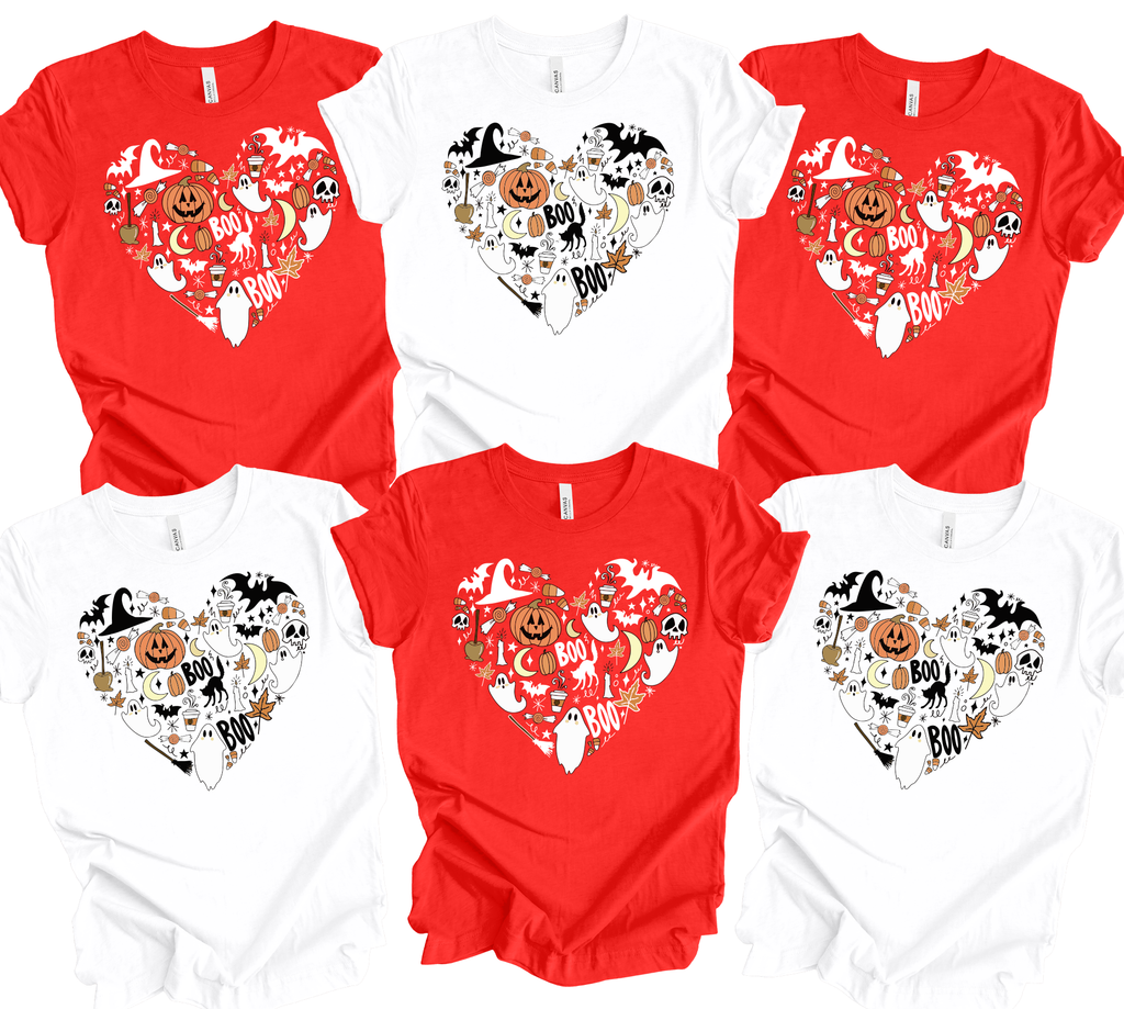 Halloween Heart,Bats,Ghost Shirt(QS1459)