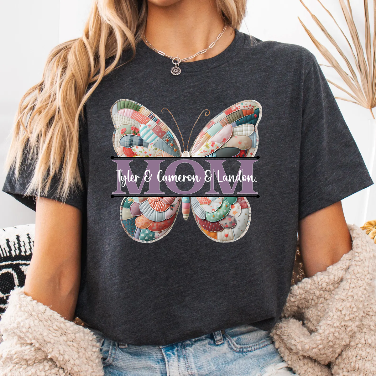 (Customizable)Mom and Family,Butterfly Shirts(QS1311)
