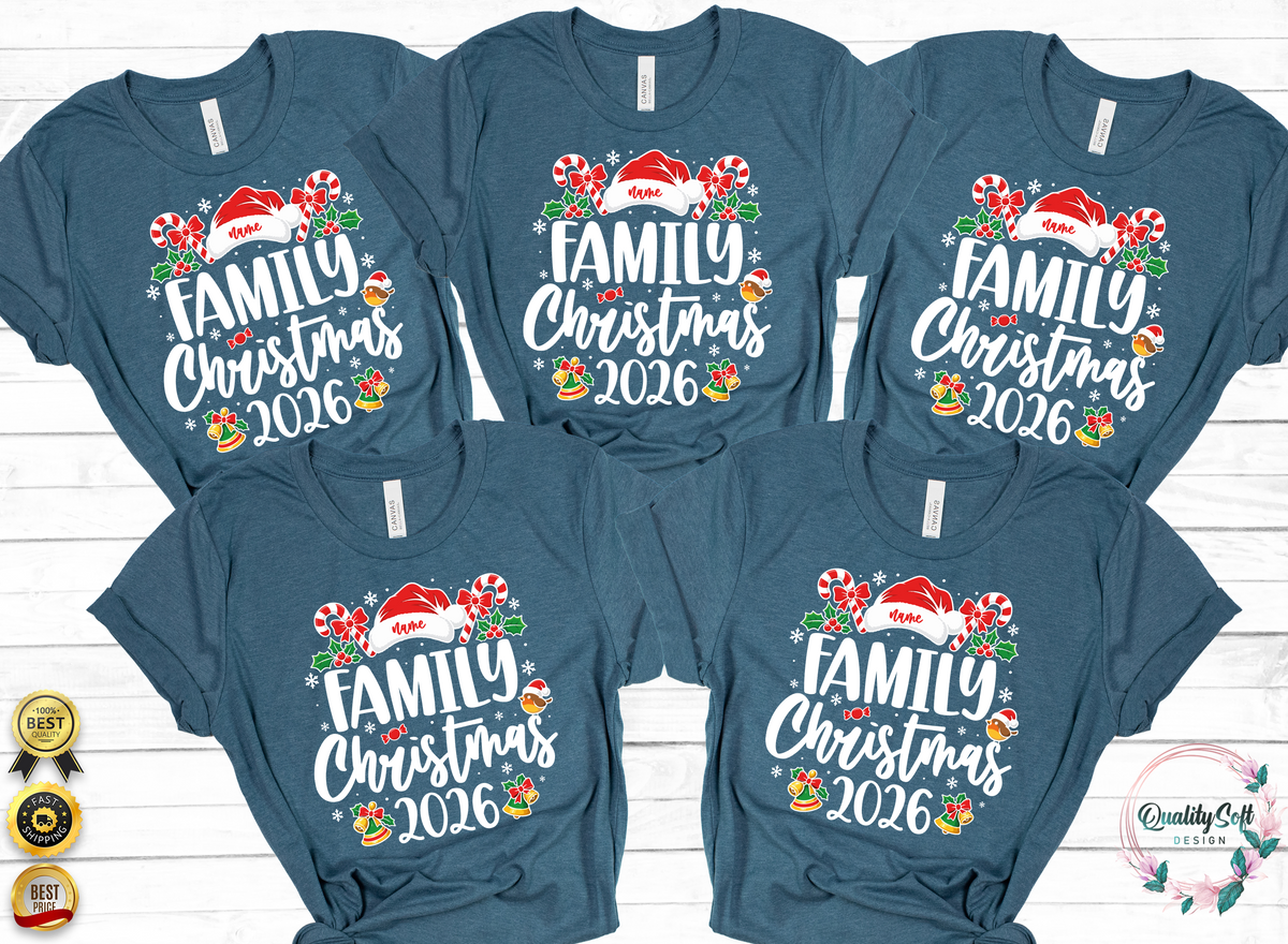 (Customizable)Christmas family shirt, Matching Family Christmas shirt, Bella Canvas Christmas shirt, Christmas sweatshirt, Xmas family tees(QS1508)