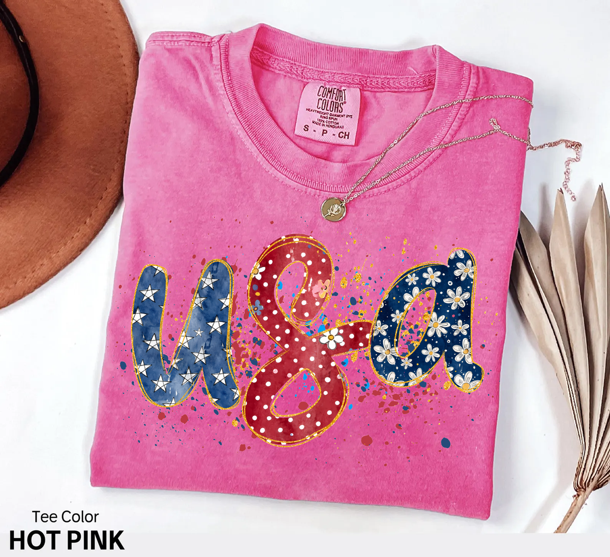 USA,Flag Text Shirts(QS1405)