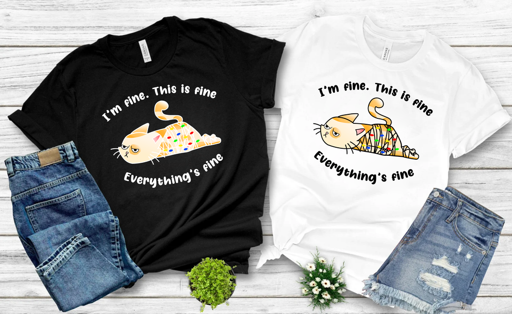Im Fine Cat,Funny Shirts(QS1178)