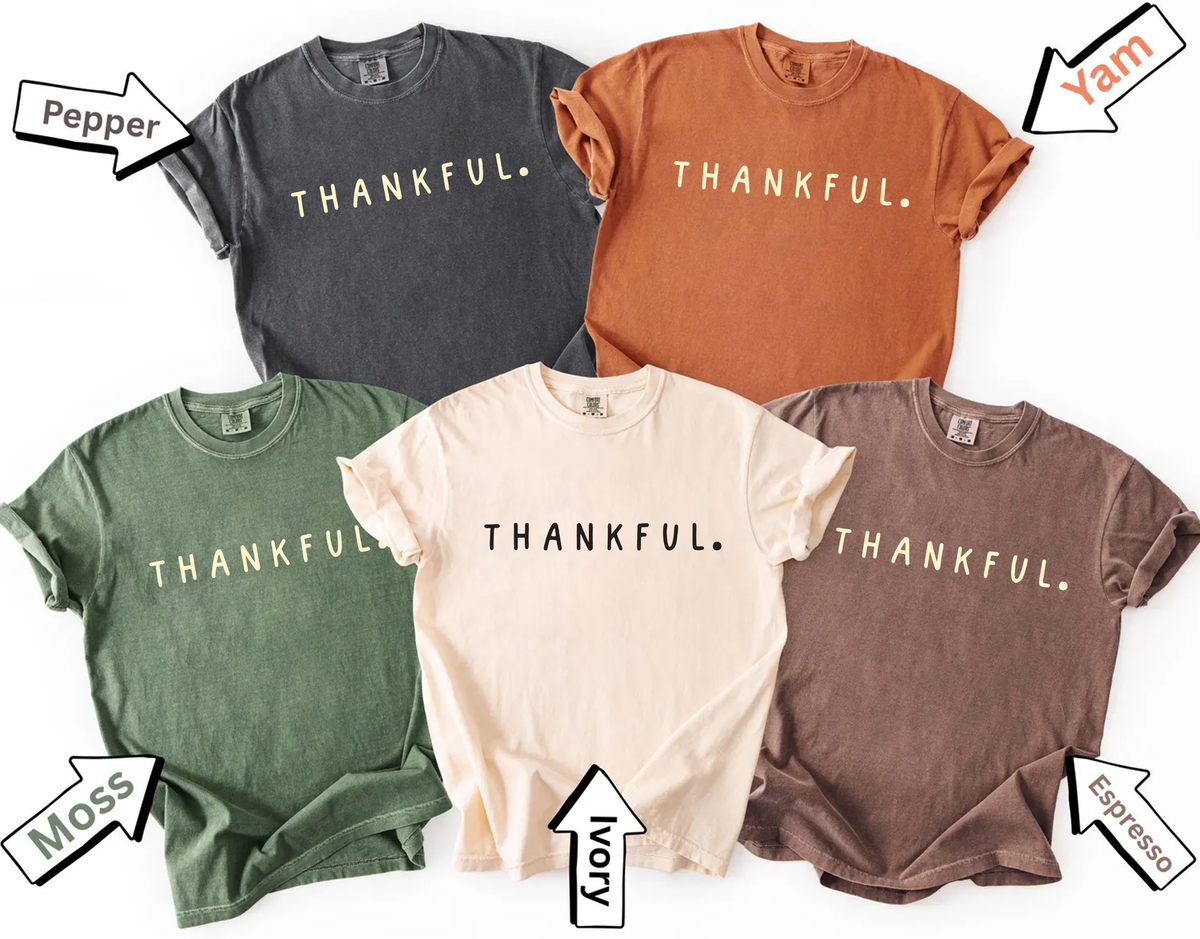 Comfort colors Thankful Shirt, Thanksgiving cute shirt (QS1003)