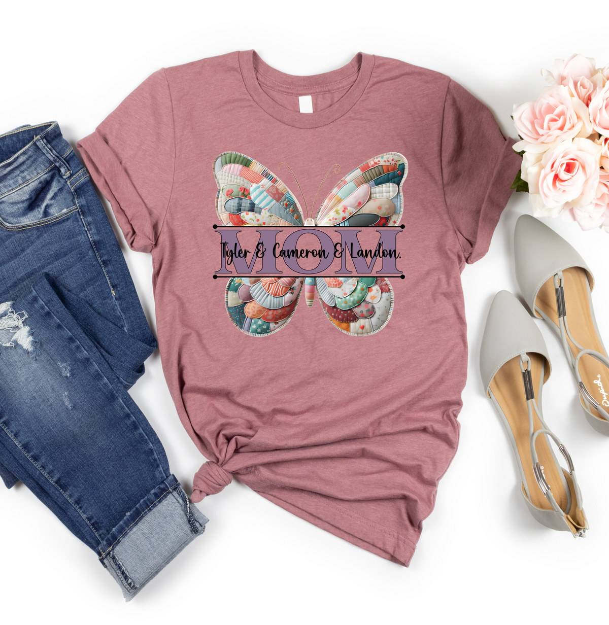 (Customizable)Mom and Family,Butterfly Shirts(QS1311)