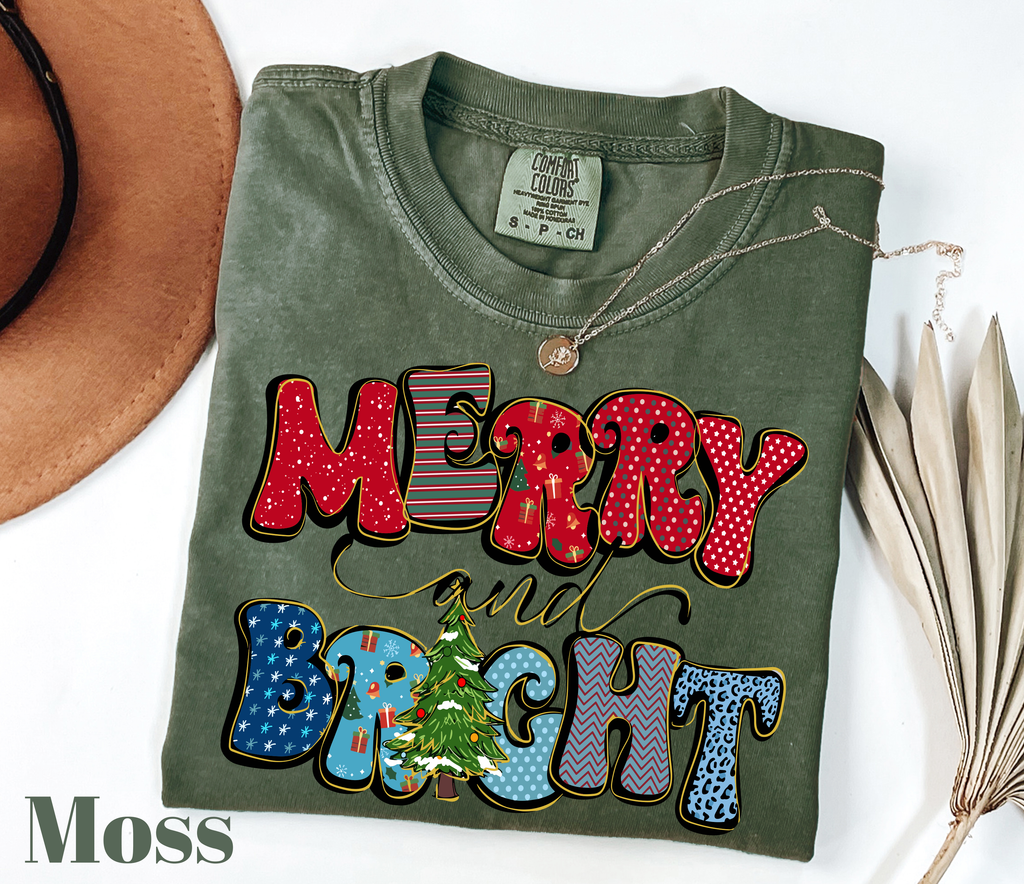 Pattern Merry Text,Christmas Shirts(QS1049)