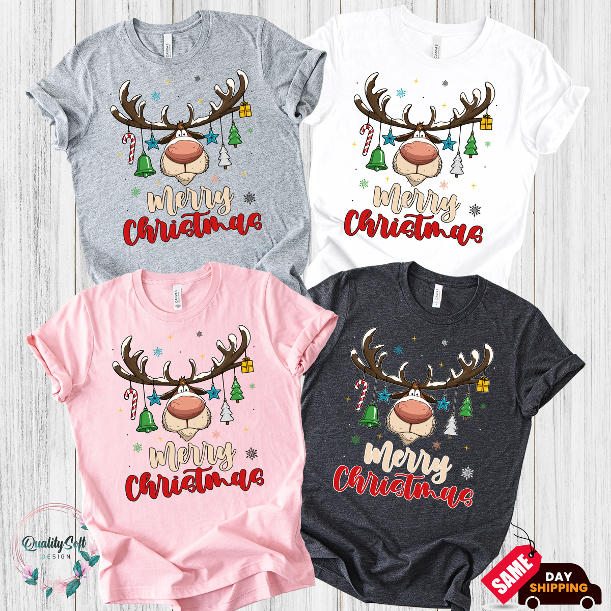 Merry Christmas,Funny Reindeer Shirts(QS1463)