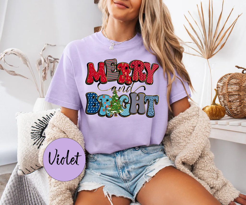 Pattern Merry Text,Christmas Shirts(QS1049)