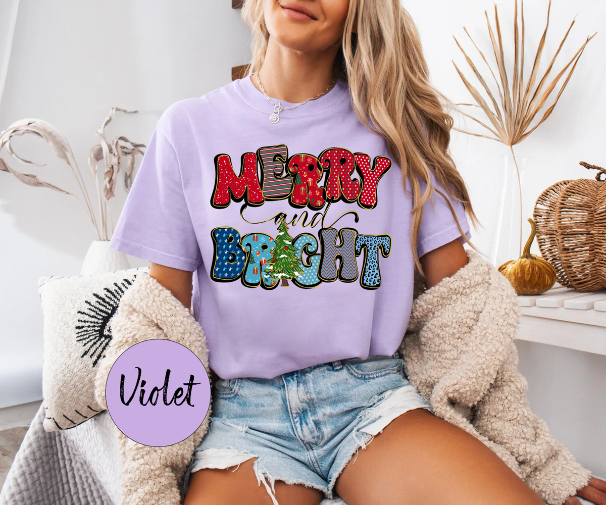 Pattern Merry Text,Christmas Shirts(QS1049)